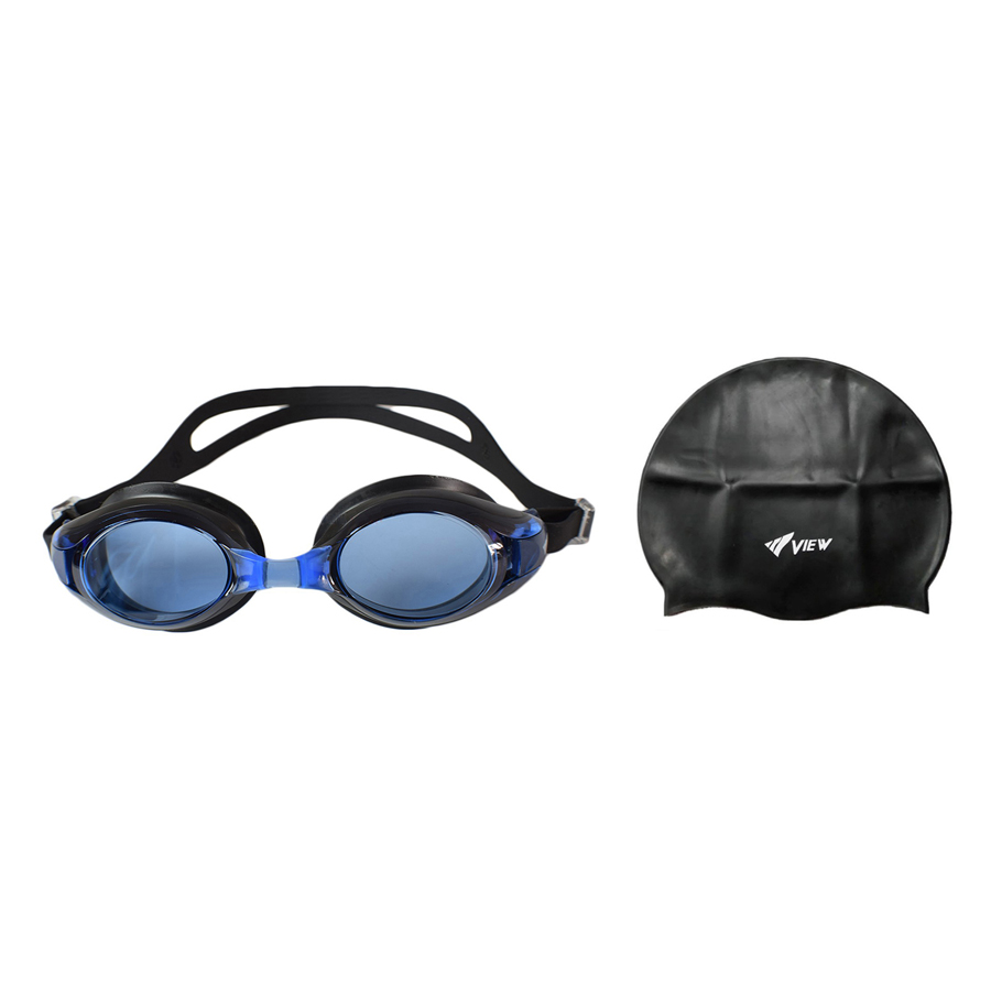 Bộ Kính Bơi View V500S-BLBK Và Nón Bơi View V31-BK