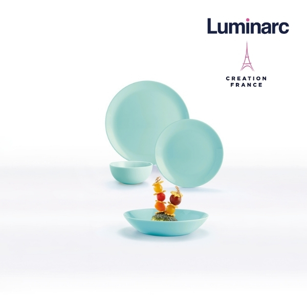 Bộ Bàn Ăn Tô Chén Đĩa Thuỷ Tinh Cường Lực Luminarc Turquoise 12 món - LUDILITUR12M