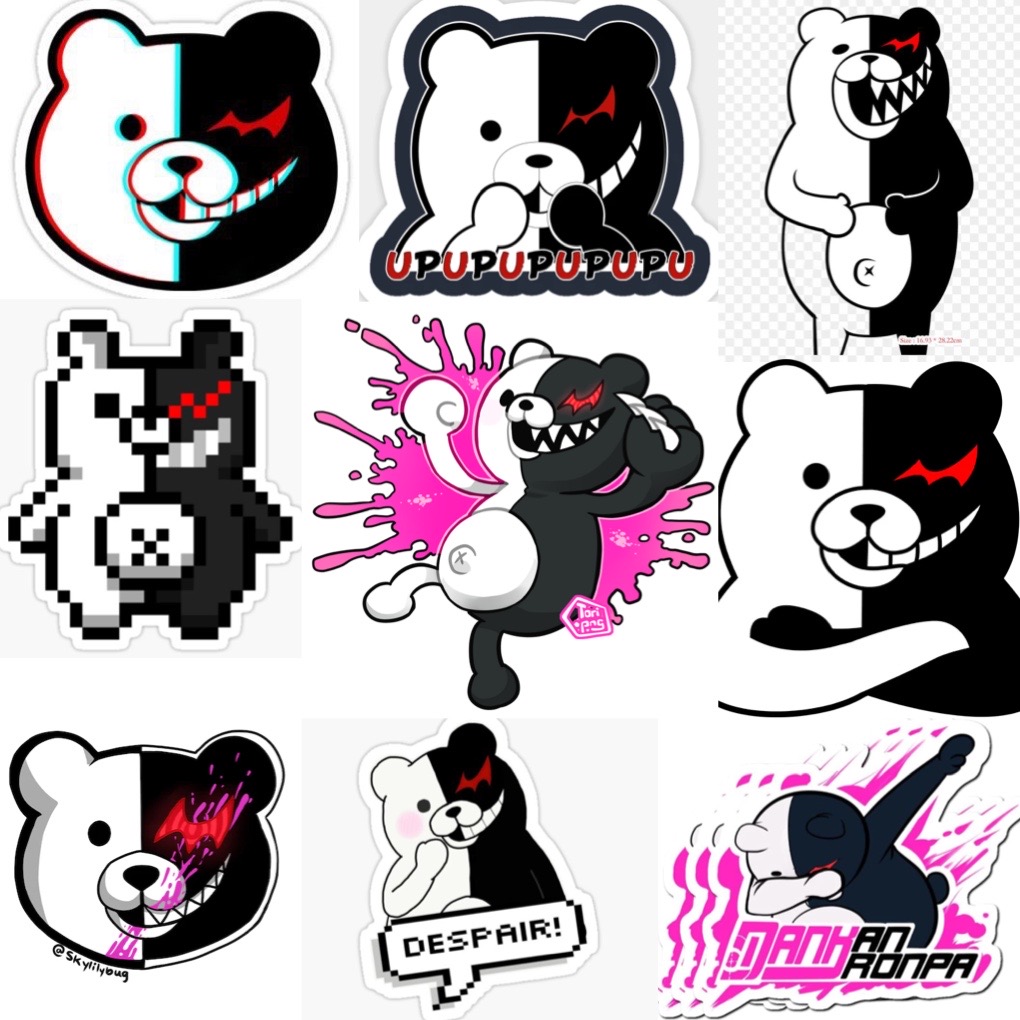 Sticker gấu Monokuma 30-60 ảnh khác nhau / hình dán Danganronpa monopuma