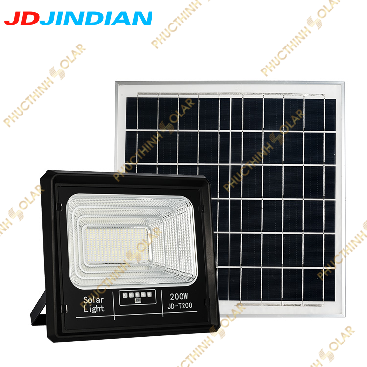 Đèn Pha Năng Lượng Mặt Trời 200W Jindian JD-T200 Đèn Pha Led Ngoài Trời Chống Nước IP67, Có Remote | Phúc Thịnh Solar