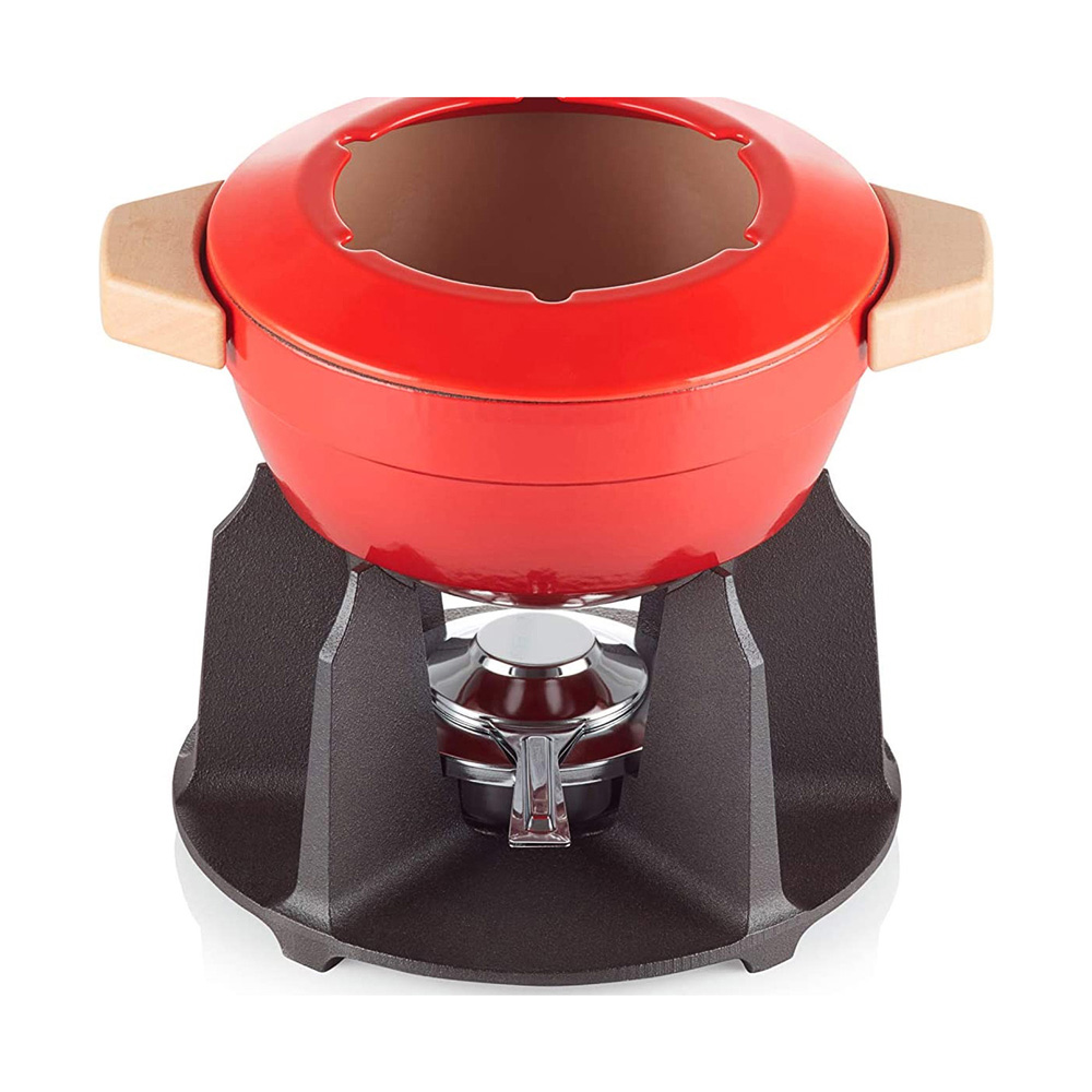 Bộ nồi ăn lẩu Le Creuset Fondue-Set m. Holzgriff 2L Kirsche Hàng chính hãng