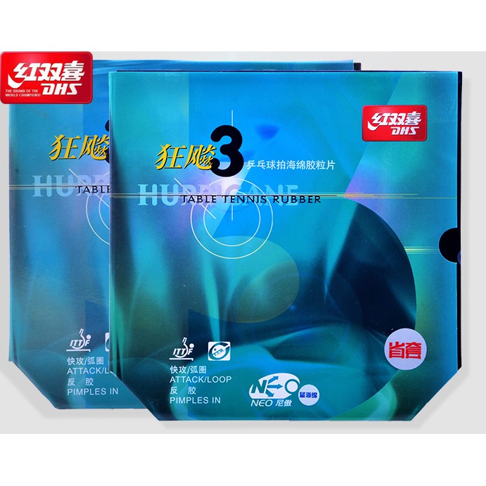 Mặt Vợt Bóng Bàn Tàu Đạo DHS Hurricane 3 (H3) NEO Lót Xanh Tuyển Tỉnh