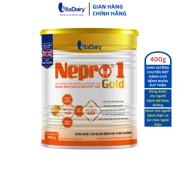 Sữa Nepro 1 Gold 400g dành cho người bệnh thận chưa chạy thận và kèm tiểu đường - VitaDairy