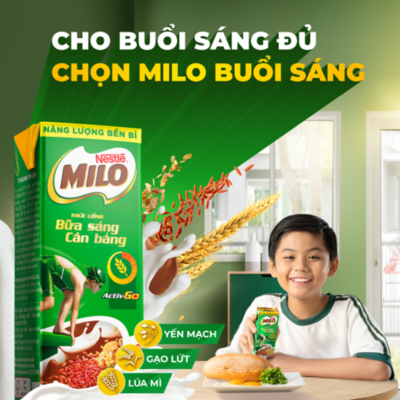 Sữa lúa mạch Nestlé MILO Bữa Sáng Thùng 36 hộp x 180ml - Giao mẫu ngẫu nhiên