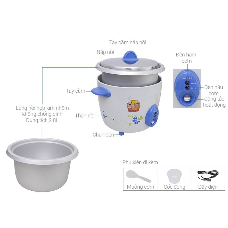 Nồi cơm Nắp Rời Sharp KSH-D28V HÀNG CHÍNH HÃNG