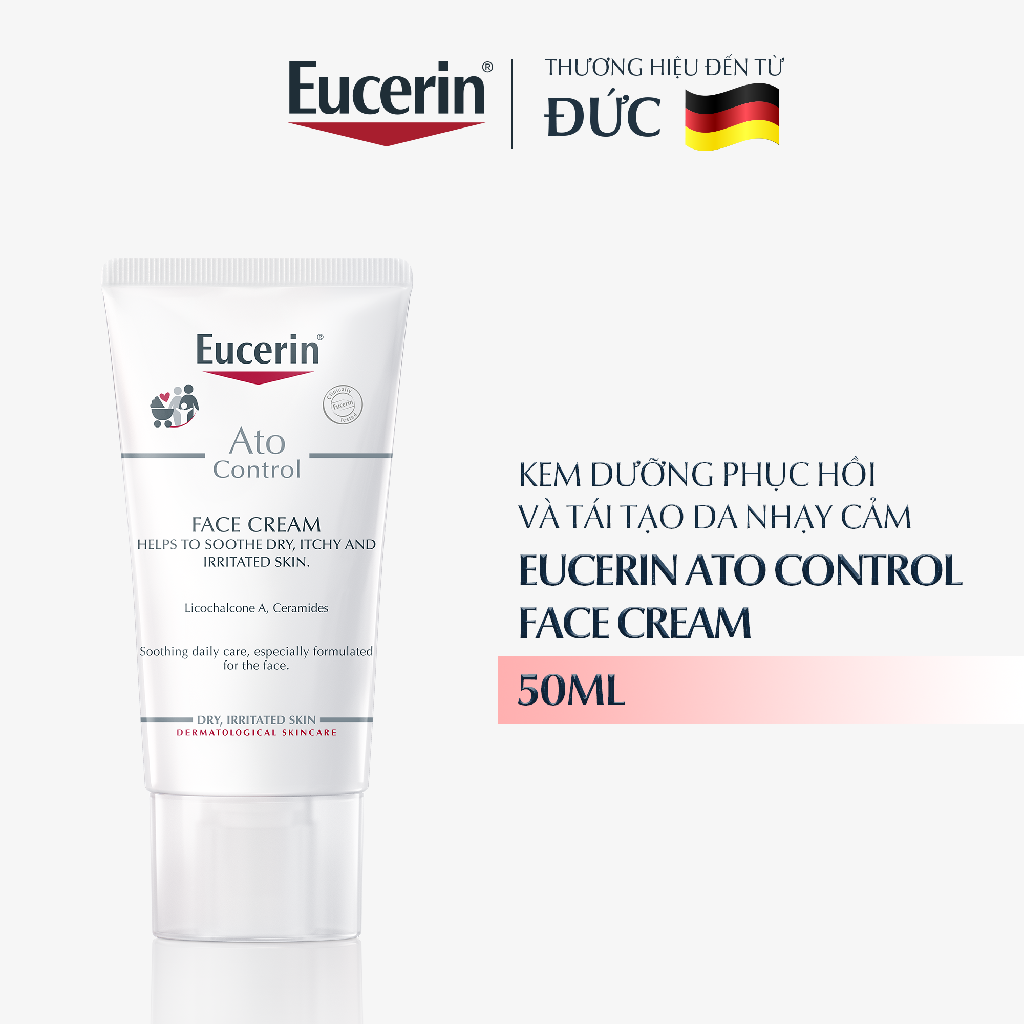 Kem dưỡng ẩm chuyên sâu, tái tạo da nhạy cảm Eucerin AtoControl Face Cream 50ml