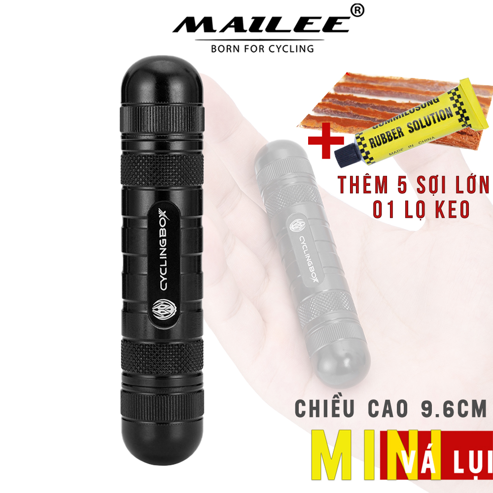 Vá Lụi Mini cho lốp xe không săm cho xe máy bỏ túi CYCLING BOX 9904 chất liệu nhôm nguyên khối, chắc chắn, chiều dài chỉ 9.6cm (tặng kèm thêm 5 sợi vá) - Mai Lee