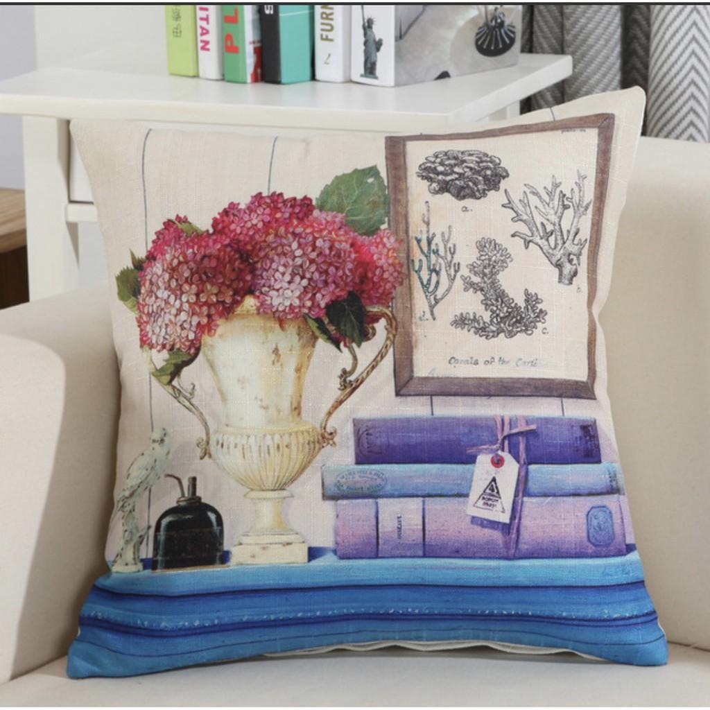 Gối tựa lưng, sofa, trang trí HOA CỎ Sang Trọng vải bố dày dặn