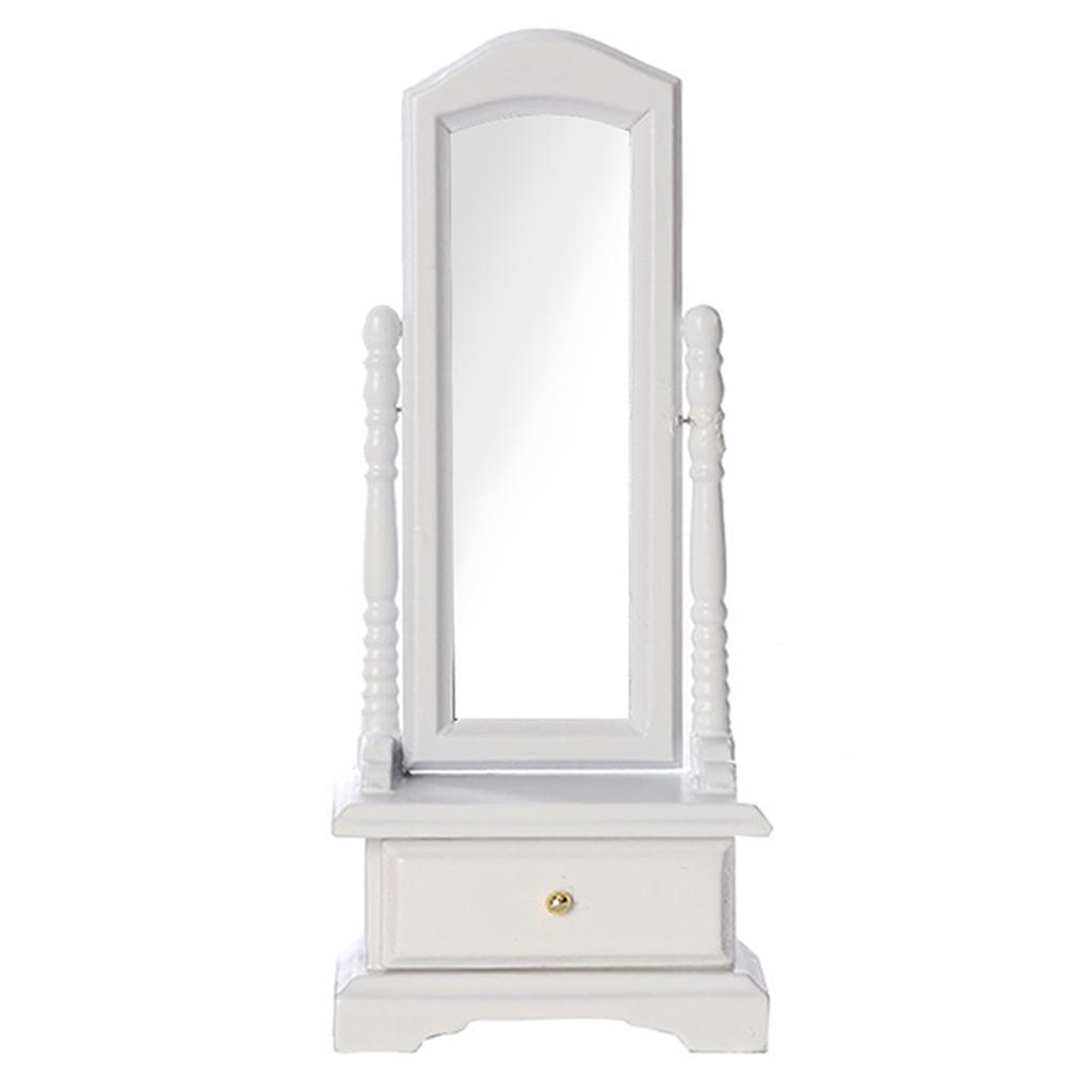 1:12 Dolls House Wooden Mirror DIY Miniature Toys Decor White