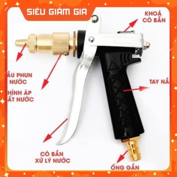 Bộ vòi xịt tăng áp 3 lần rửa xe tưới cây điều chỉnh mức nước tiết kiệm nước đa năng 206400