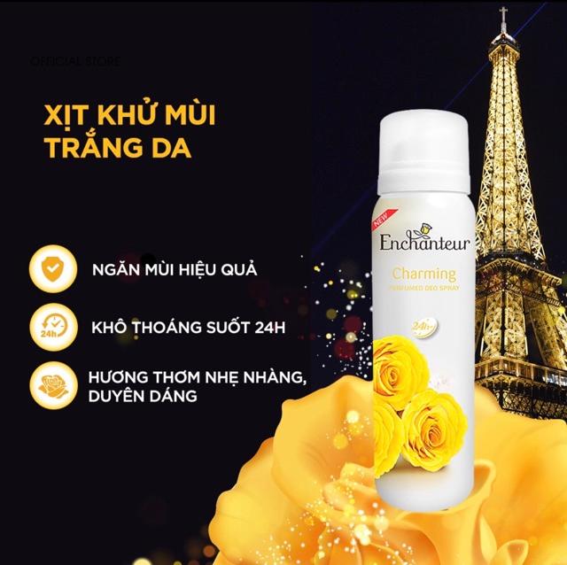 Combo Xịt khử mùi toàn thân Enchanteur Charming 150ml+Nước hoa bỏ túi Charming 18ml