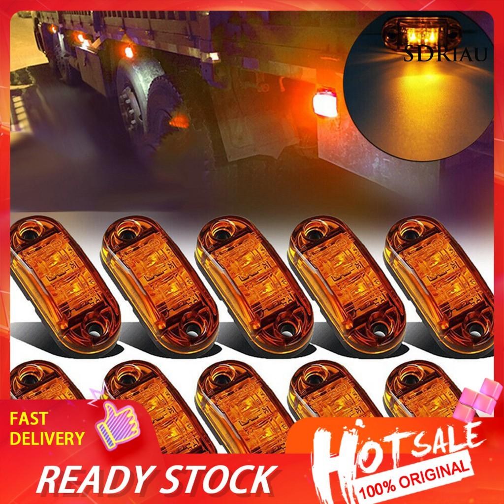 Set 10 Đèn Tín Hiệu Chống Nước 2 Led 10-30v Dành Cho Xe Hơi / Xe Tải Tiện Dụng