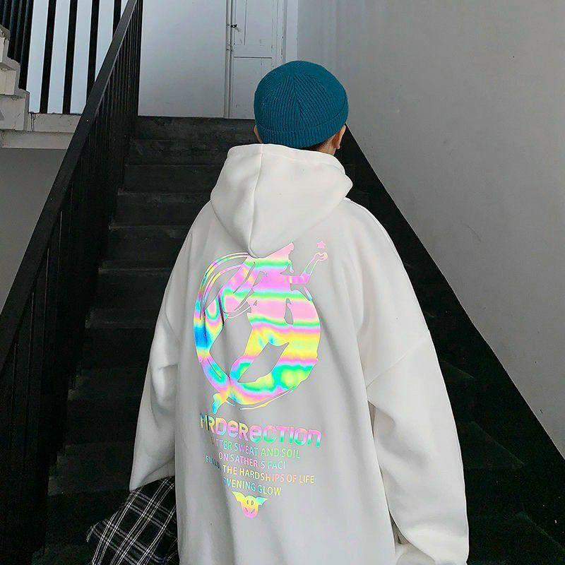 Áo khoác hoodie phản quang unisex, áo khoác cặp đôi nam nữ 3 màu trắng, đen, xanh