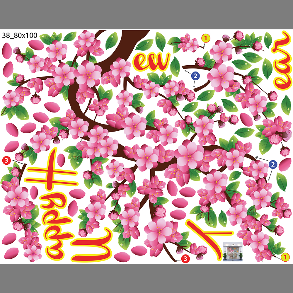 Decal trang trí tết xuân 2020 combo số 9