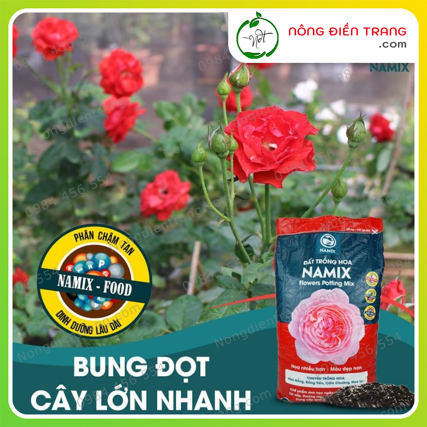 Đất Sạch Trồng Hoa Namix - Bao 20dm3 - Flowers Potting Mix Namix Hoa Nhiều Hơn, Màu Đẹp Hơn VTNN Nông Điền Trang