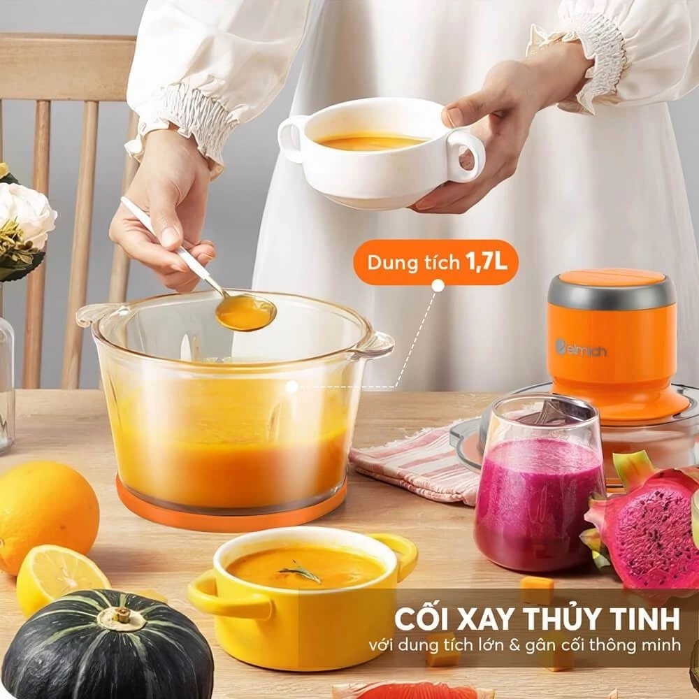 Máy xay thịt đa năng Sothing Elmich CHE-8482 1,7L,  4 lưỡi dao bằng thép không gỉ, công suất xay 320w- Hàng chính hãng