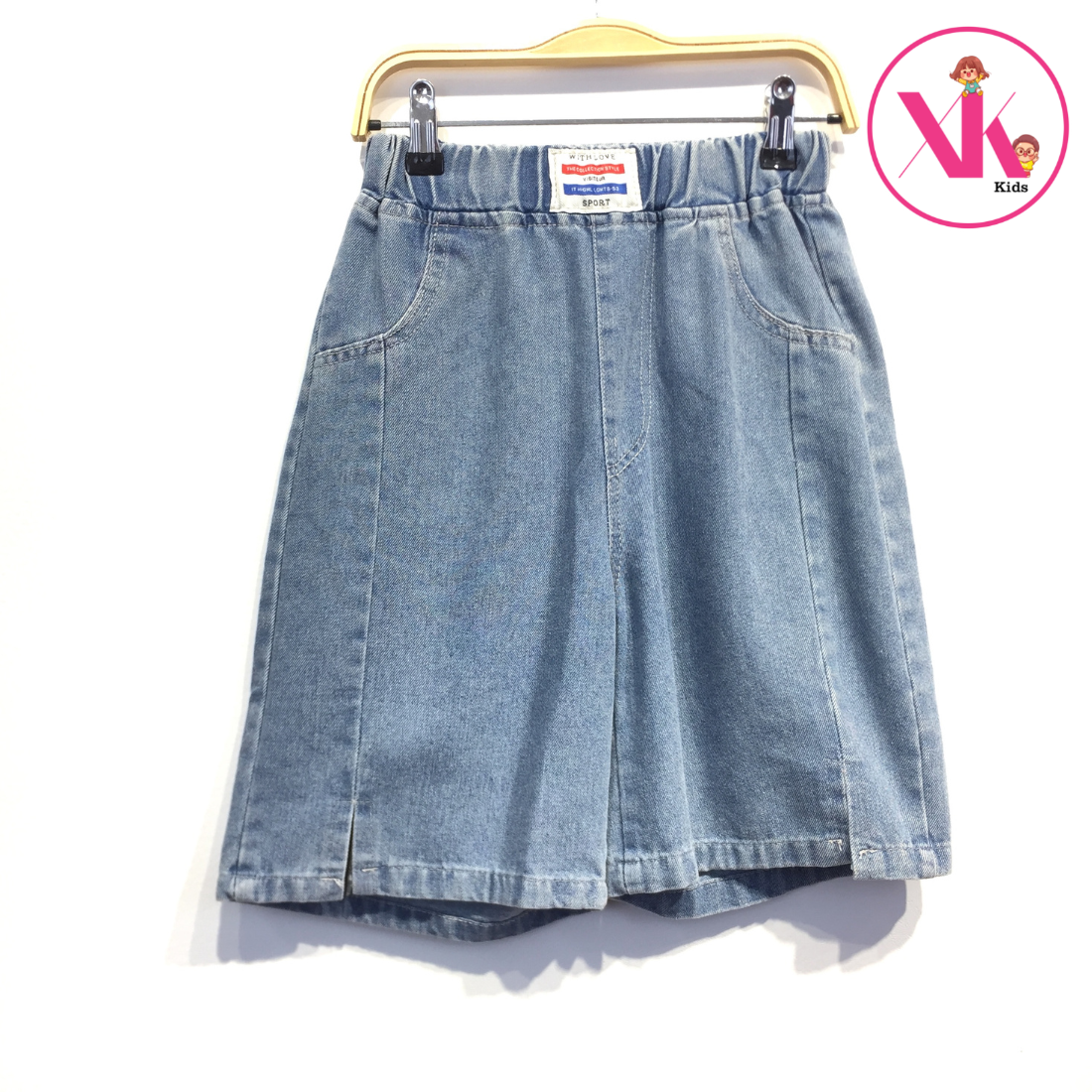 Quần short bé gái chất jean đơn giản cạp chun QBG005C