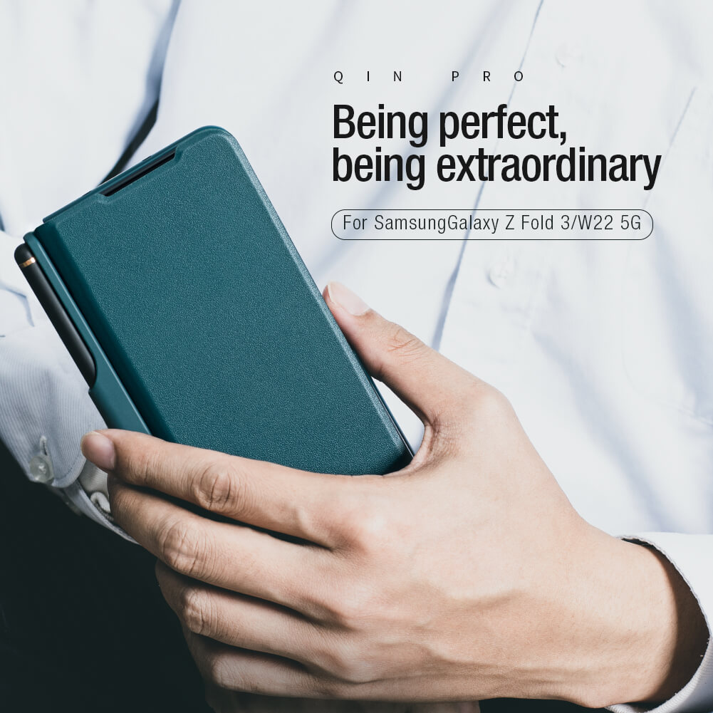 Bao da Leather cho Samsung Galaxy Z Fold 3 hiệu Nillkin Qin - hàng nhập khẩu