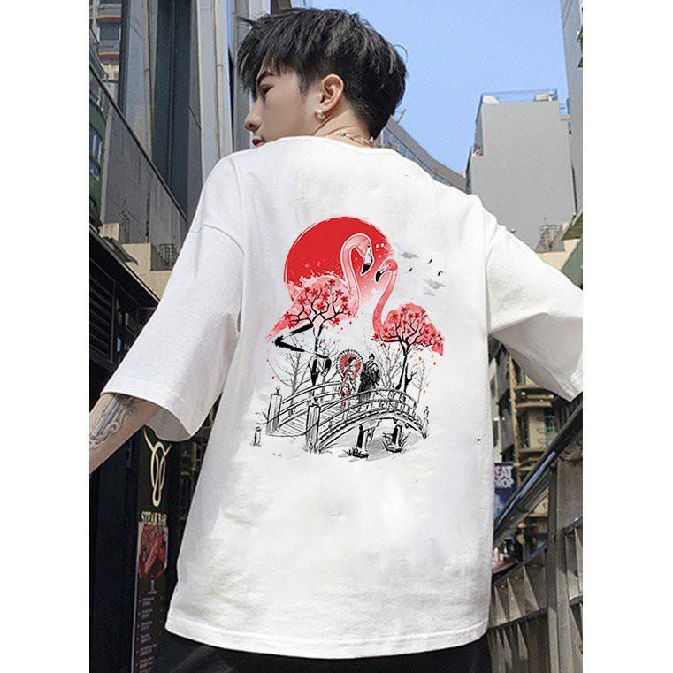 Áo thun unisex form rộng đôi hạc