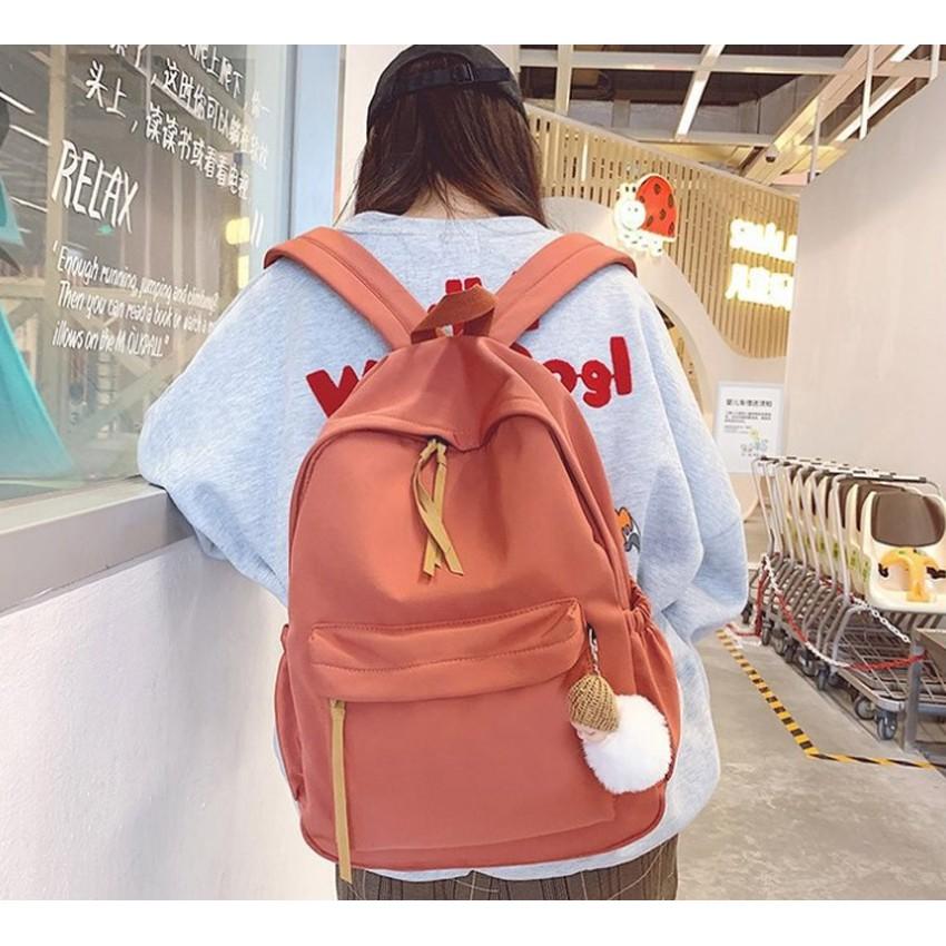 Balo ulzzang, balo chống nước không họa tiết TẶNG KÈM MÓC TNX 82