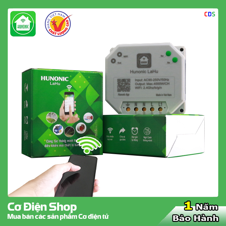 Công tắc điều khiển từ xa bằng điện thoại Hunonic Lahu 1 kênh công suất lớn 4000W (công nghệ 4.0)