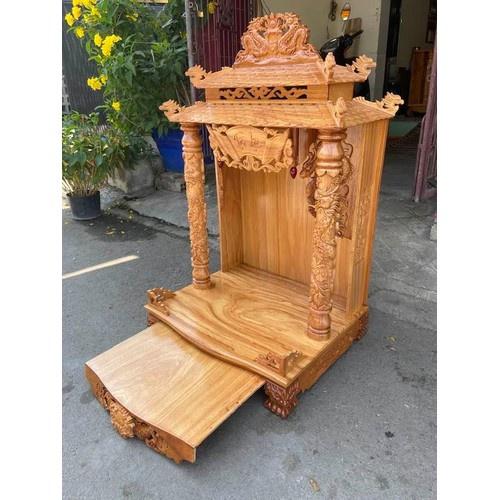 bàn thờ mái nhà gỗ , bàn thờ ông địa mái chùa , bàn thờ vip bàn thờ thần tài ông địa ngang 68cm,