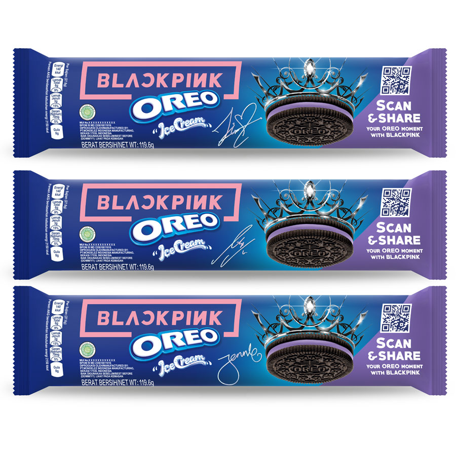 [Limited Edition] Combo 3 thanh Bánh quy OREO BLACKPINK vị Kem lạnh việt quất 3x119.6g