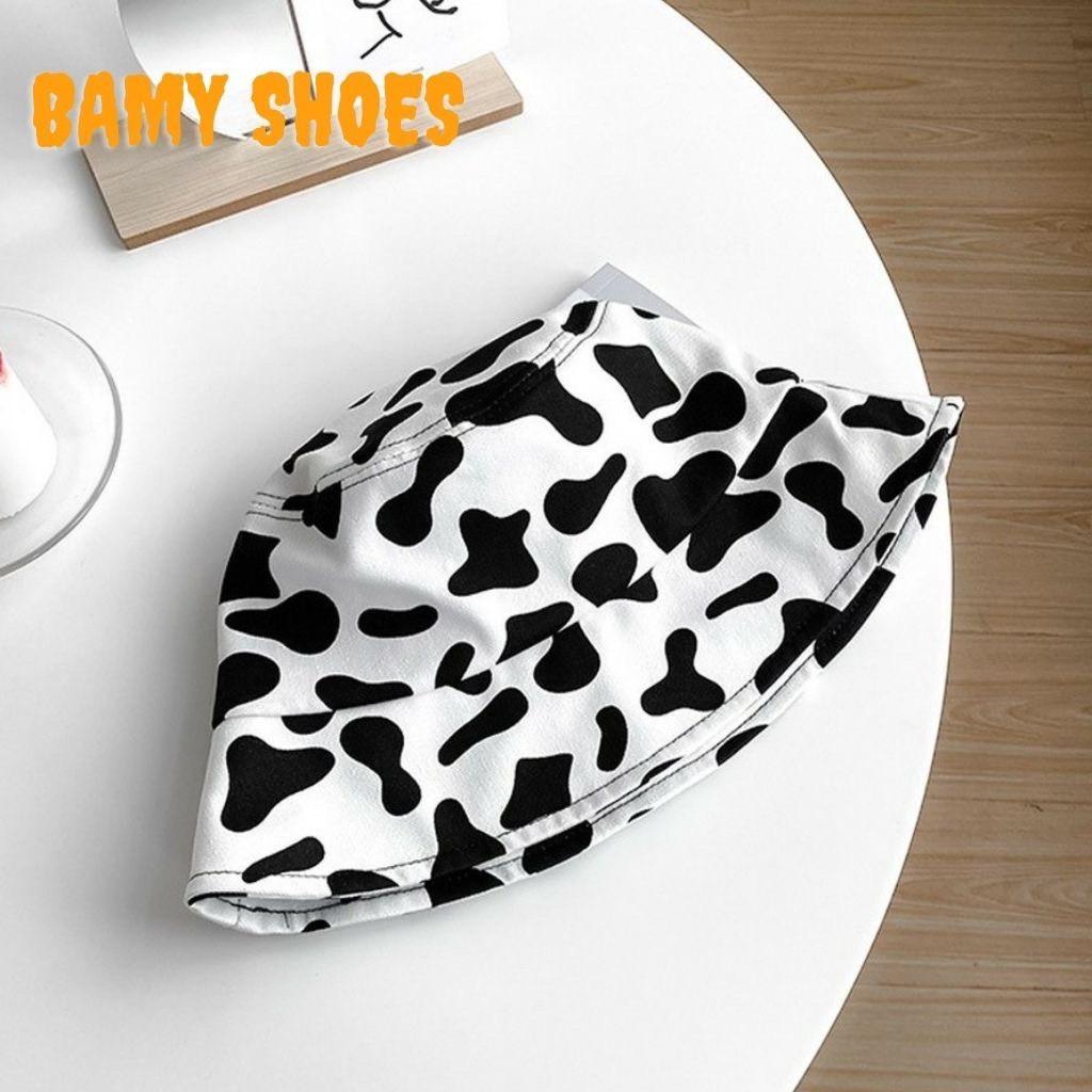 Mũ buket, mũ tai bèo hoạ tiết bò sữa, ngựa vằn phong cách Hàn Quốc