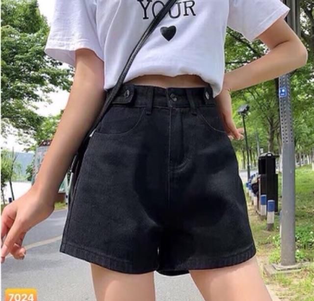 Quần ngố jean ống rộng hai đai, kèm ảnh thật