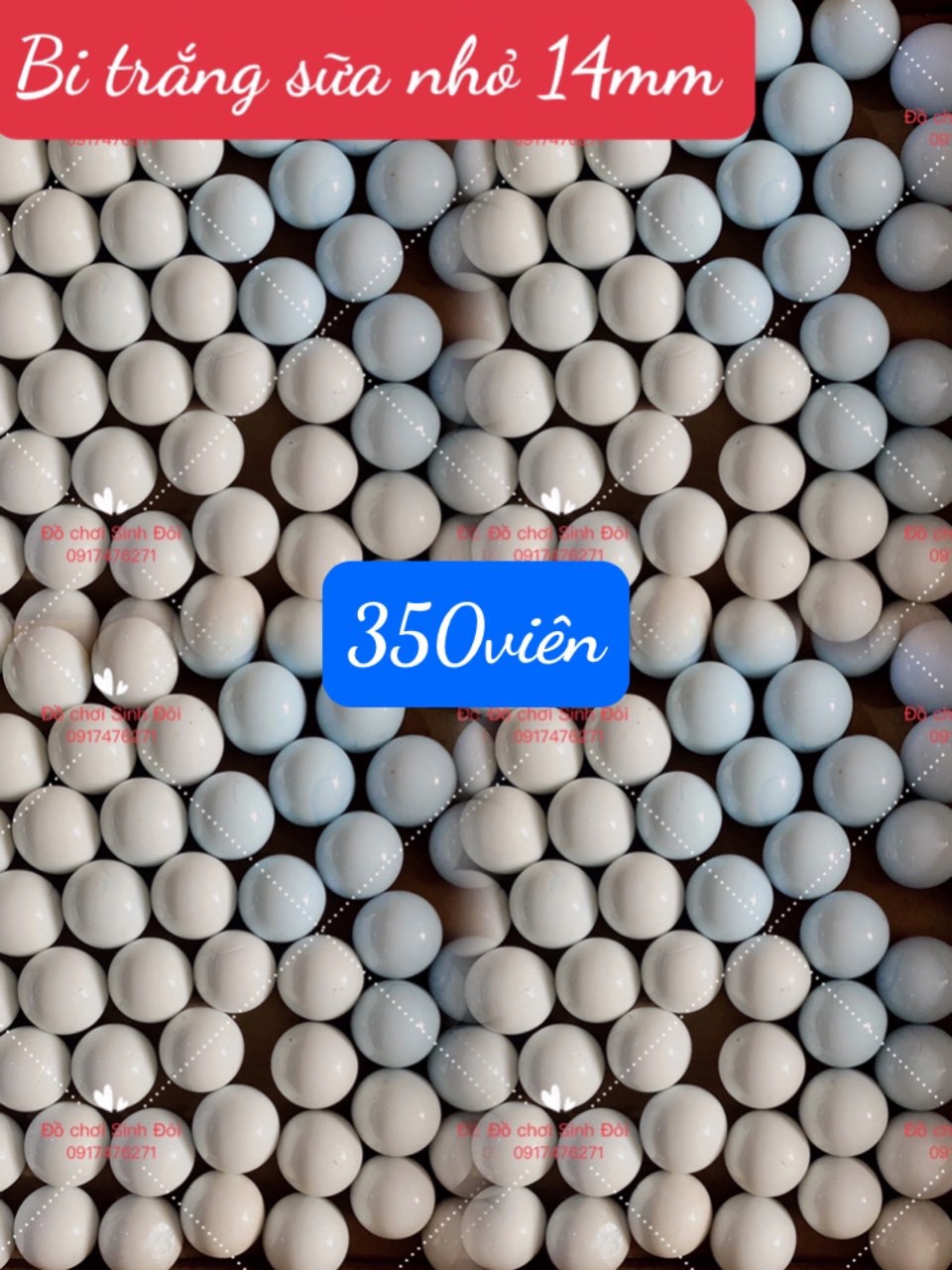 Bi thủy tinh trắng sữa nhỏ 16mm 350  viên - bi ve truyền thống - bi trắng trí cây cảnh hồ cá