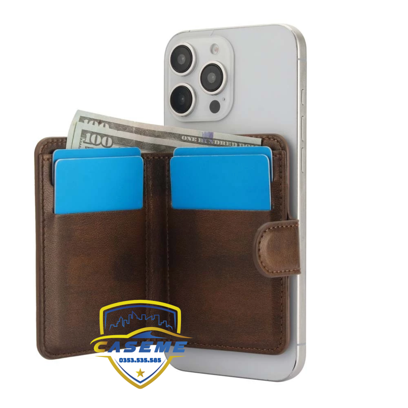 Ví Caseme Mag Safe chặn RFID da PU cao cấp có chân đỡ cho điện thoại - Hàng Chính Hãng
