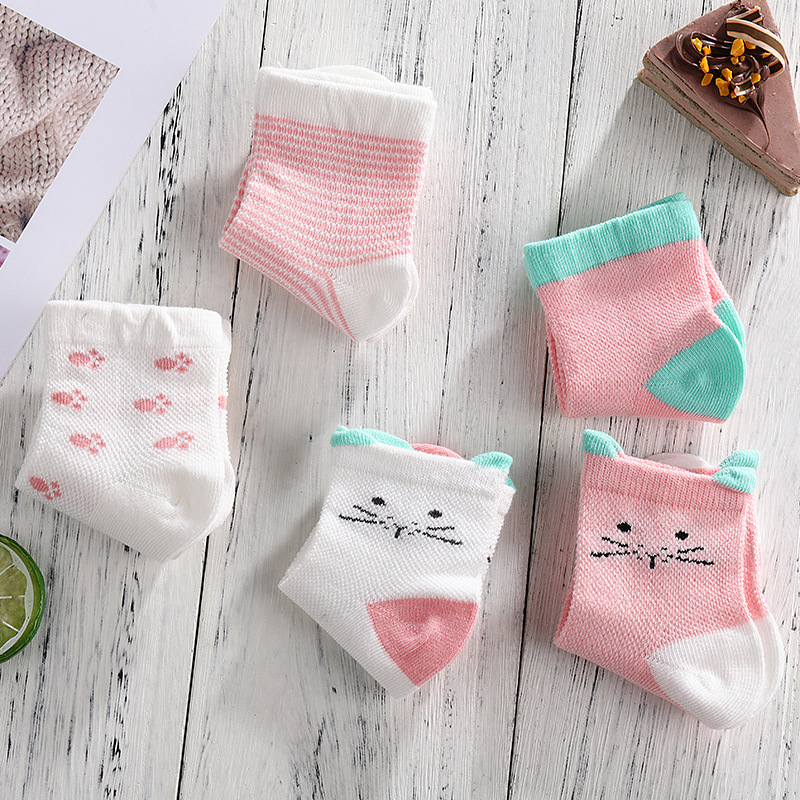 Túi 5 Đôi Tất Cao Cổ Cotton Co Dãn Thấm Hút Cho Bé 3 tháng - 2 tuổi