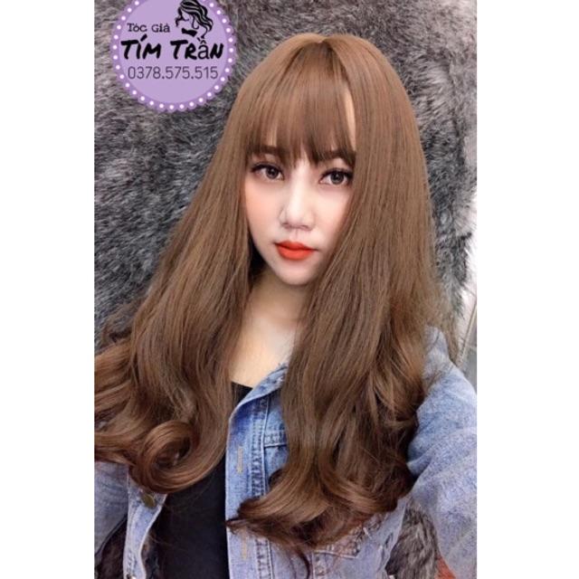Tóc giả cao cấp lửng xoăn tặng lược+lưới
