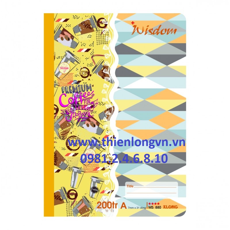 Vở kẻ ngang Wisdom - 200 trang; Klong 880 bìa vàng