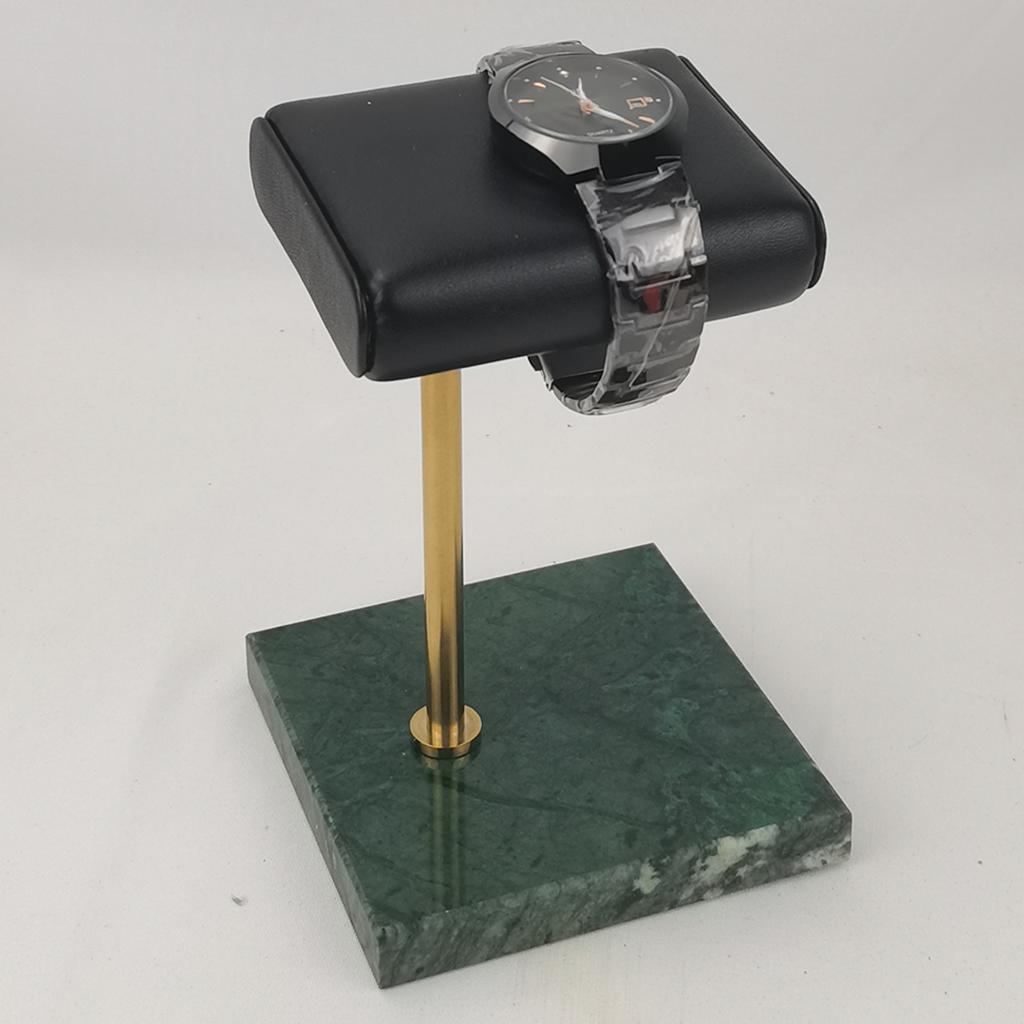 2 Pieces Green & White Marble & PU Watch Holder Stand for Display