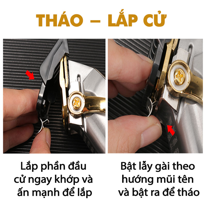 Tông đơ cắt tóc không dây chuyên nghiệp Kemei KM-1986 pin trâu màn hình hiển thị LCD dùng cắt tóc, cạo trắng tattoo tóc thích hợp sử dụng cho Barber shop, tiệm tóc ( Màu vàng )