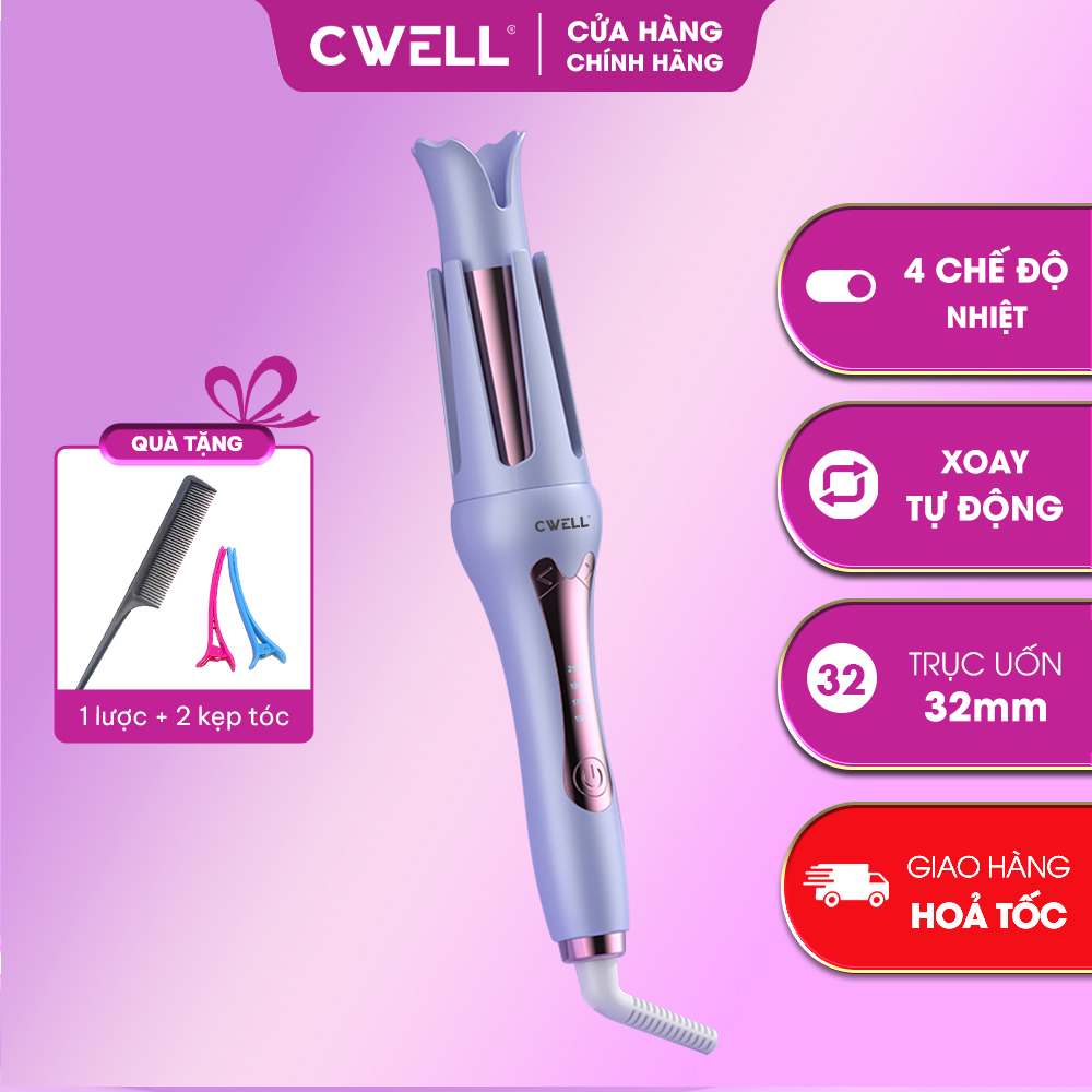 Máy Uốn Tóc Làm Xoăn Tự Động Cwell, Chất Liệu Gốm Sứ Đường Kính 32Mm, Công Nghệ Ion Bảo Vệ Tóc C01Hc - Bản Tiêu Chuẩn, Xanh