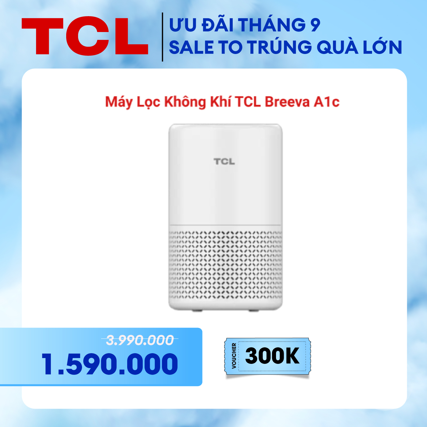 [Hàng chính hãng] Máy Lọc Không Khí TCL Breeva A1c - Nhà bán hàng tự giao 