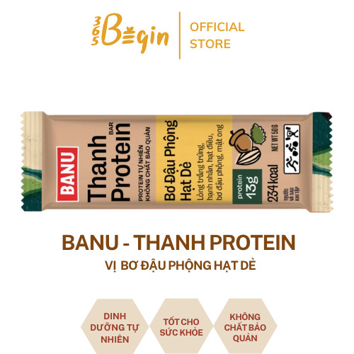 BANU Bơ Đậu Phộng – Hạt Dẻ - Thanh protein Yến mạch và các hạt ngũ cốc – Thanh năng lượng thay thế các bữa ăn tiện lợi, tốt cho sức khỏe, phù hợp với người bận rộn, tập luyện thể thể thao