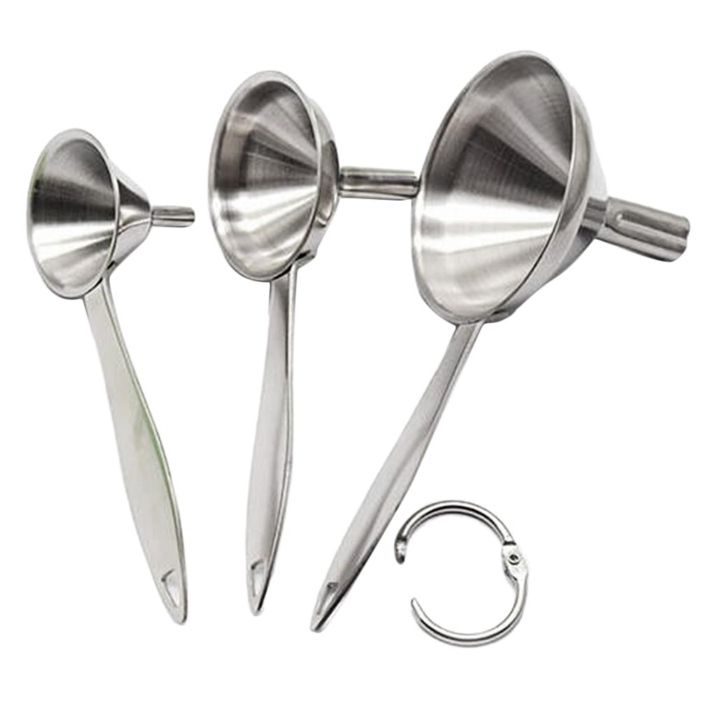 Funnel Set with Long Handles Stainless Steel Set of 3 for Home Kitchen