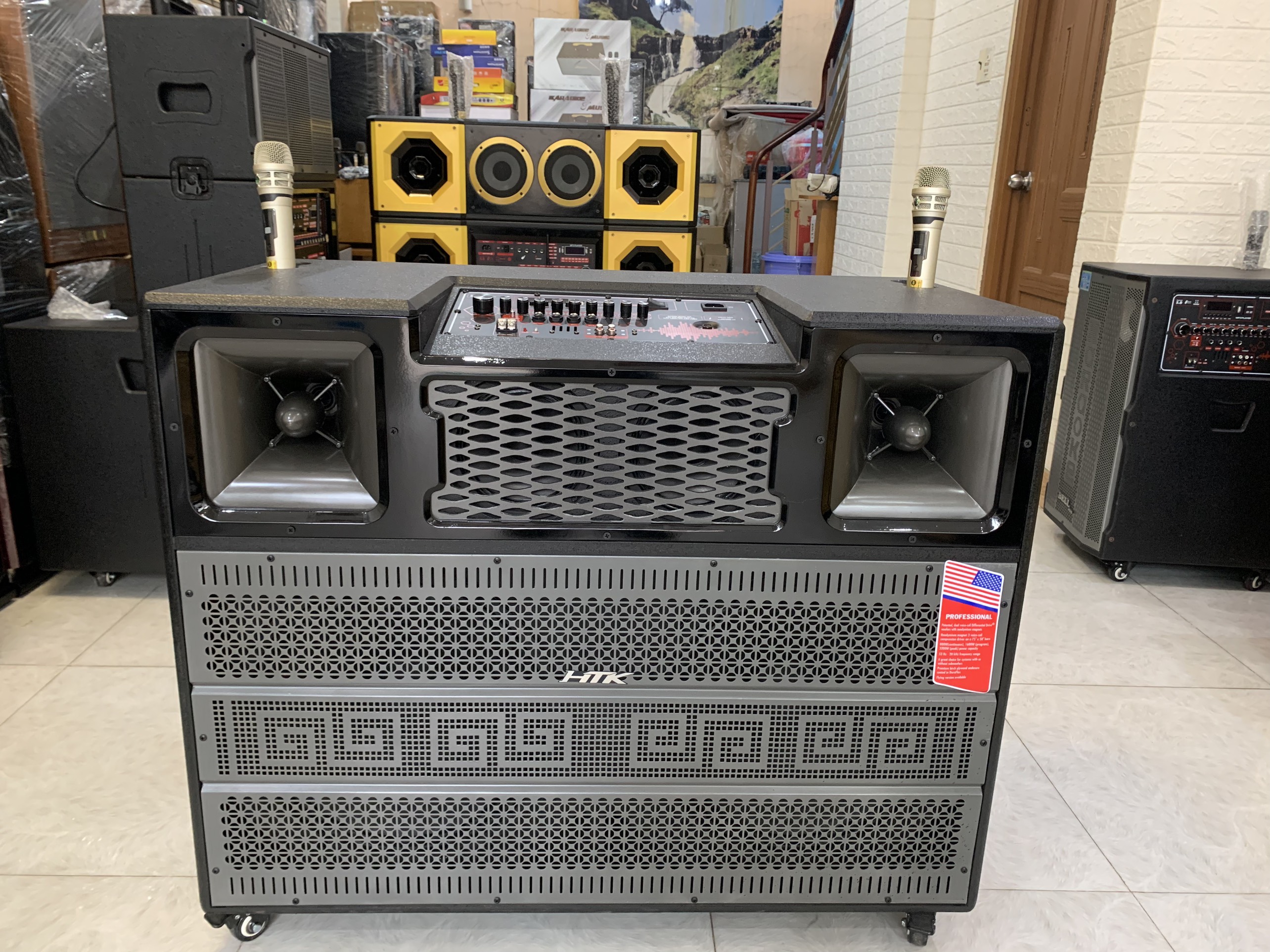 Loa kéo 4 tấc đôi cao cấp 2 bass 40 và 2 chép kèn 2 loa mid 16 hàng mới cao cấp chuyên karaoke và nghe nhạc Vip Hải triều  (hàng chính hãng)