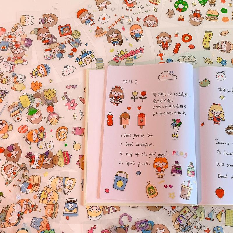 Sticker cute họa tiết hoạt hình trang trí dán tập vở, bình nước, bút nước - Giấy Vở Con Rồng
