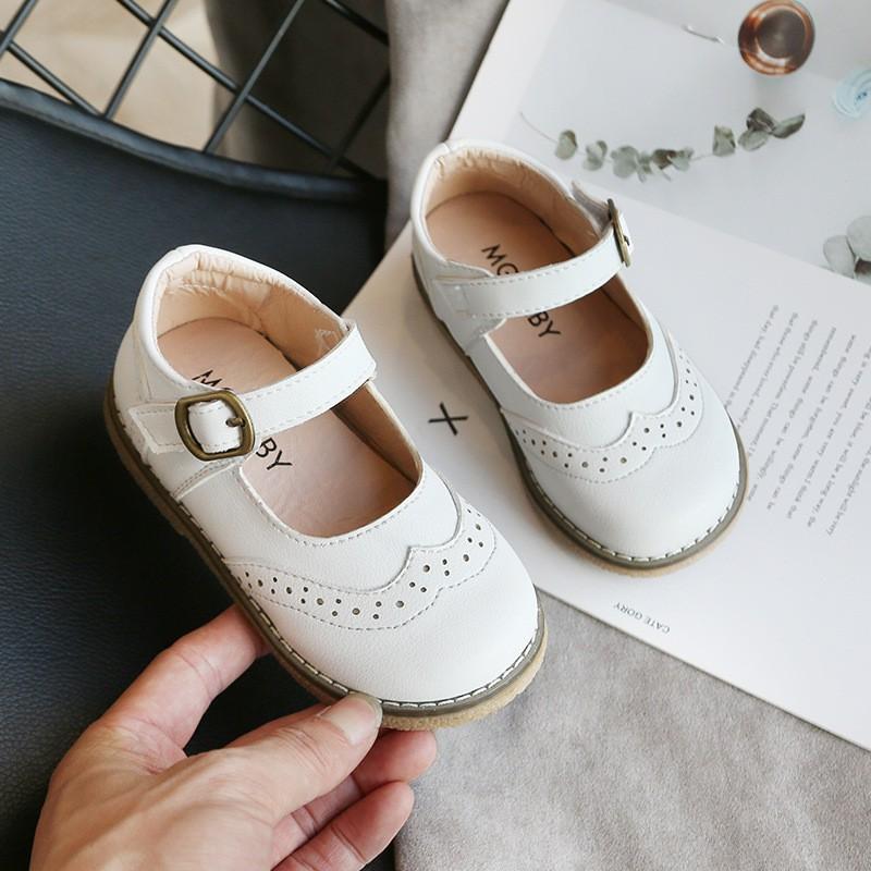 Giày Bé Gái - Giày búp bê da mềm phong cách Vitage Hàn Quốc có quai dán cho bé gái dễ thương V181