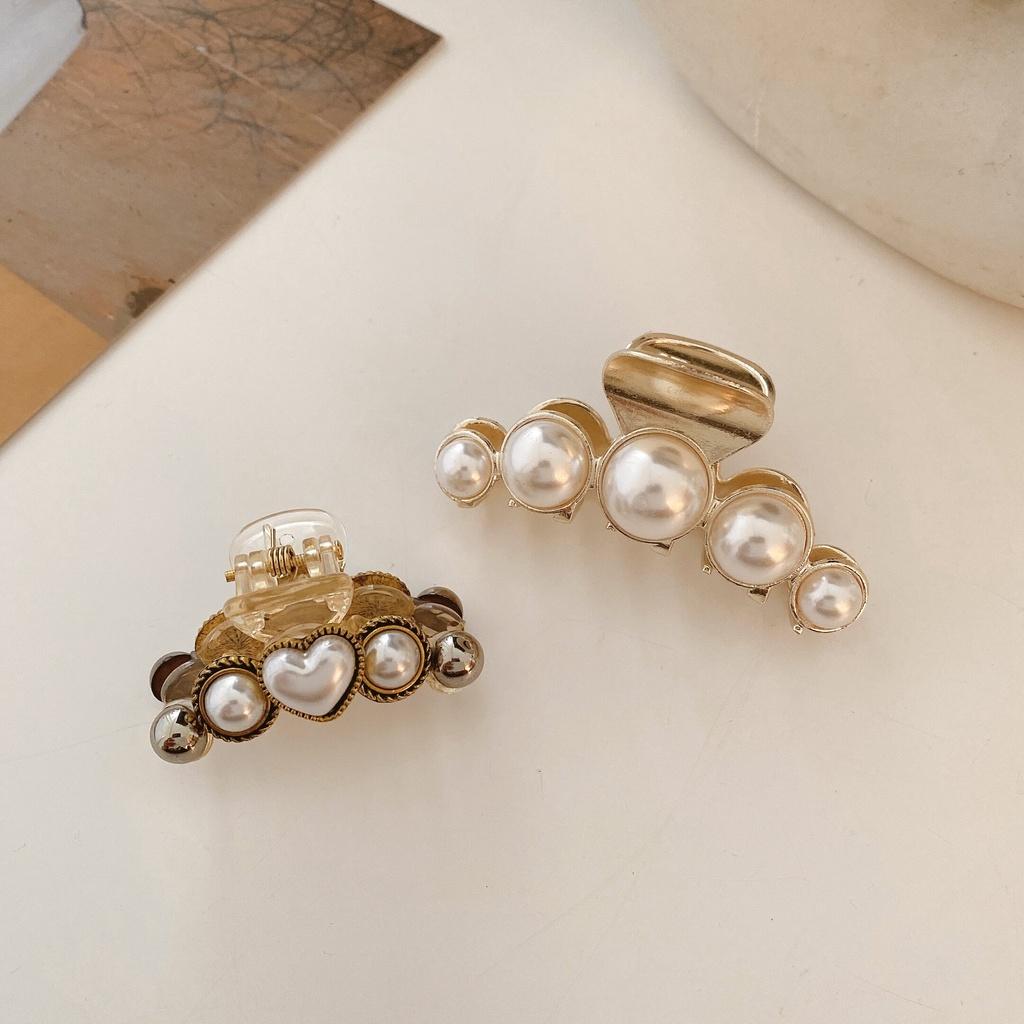 Set 2 Cái Kẹp Tóc Nhựa Và Kim Loại Ngọc Trai Nhân Tạo Nhỏ Phụ Kiện Tóc Cho Nữ Xu Hướng Hàn Quốc