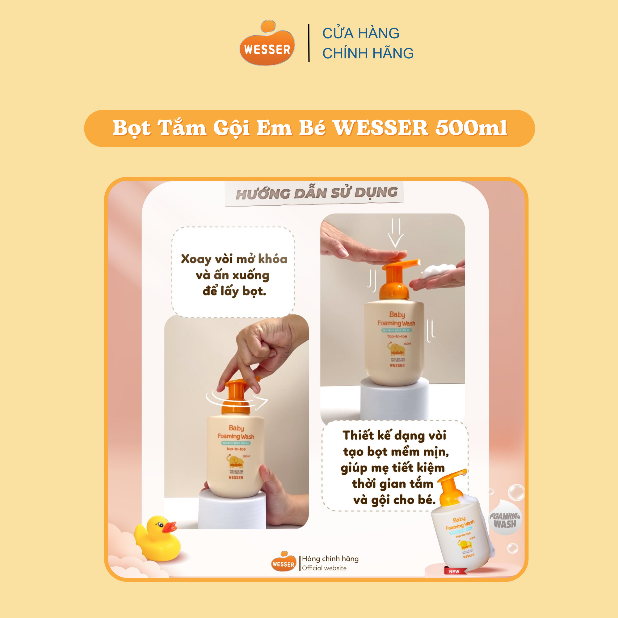 Bọt tắm gội em bé Wesser 500ml ( Nhập khẩu Hàn Quốc )