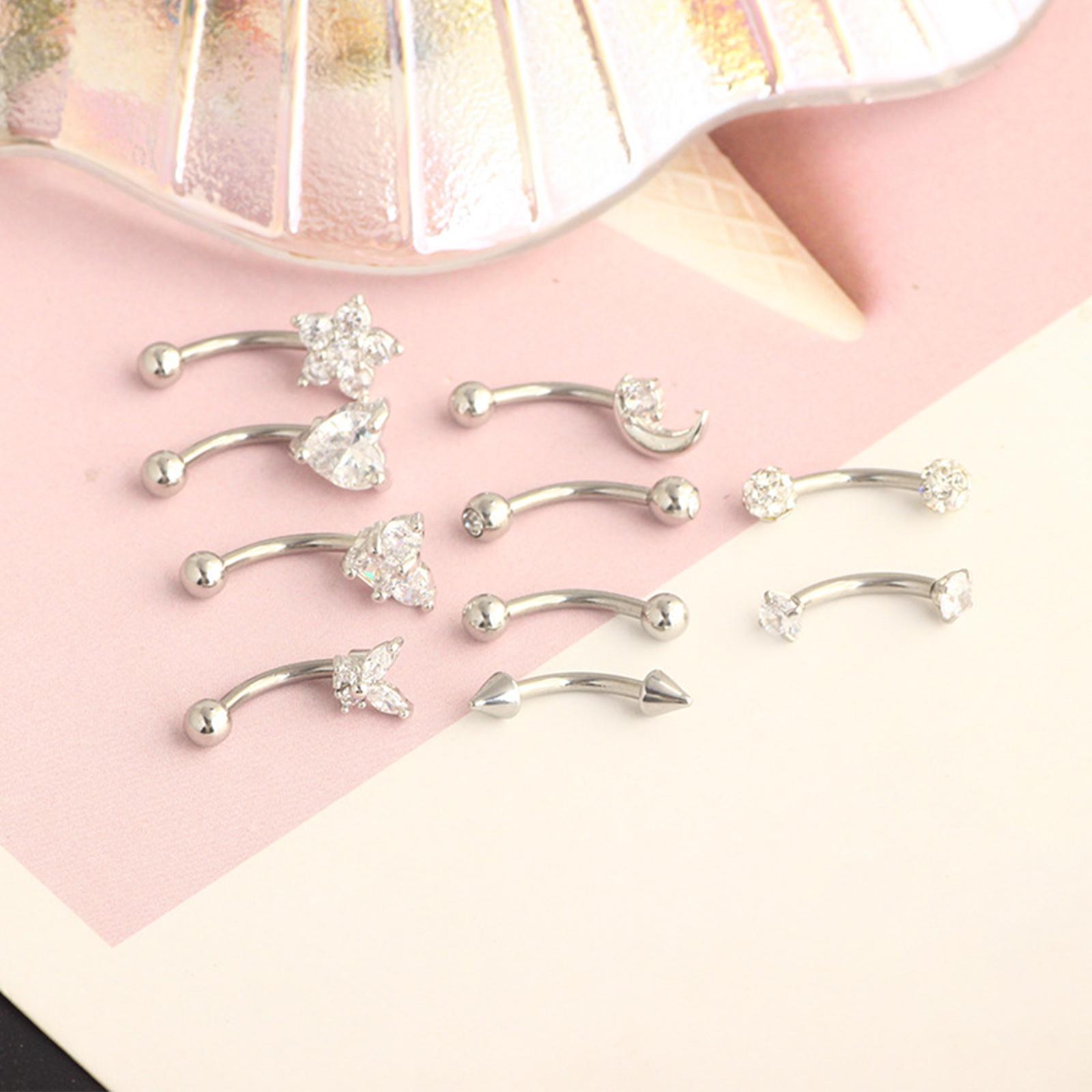 12pcs Stainless Steel Colored Zircon Lip Nose Nail Piercing Jewelry Blue
