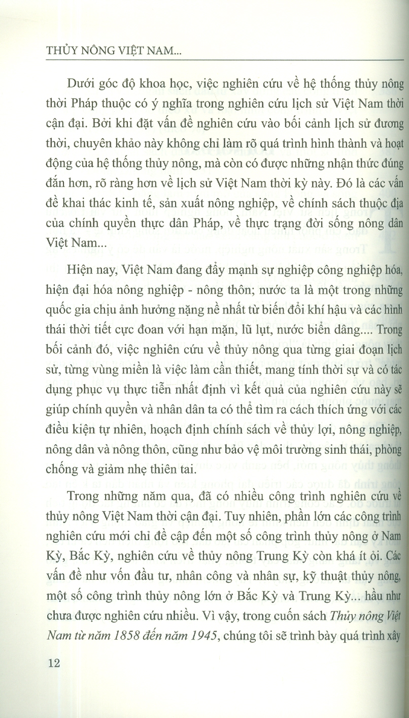 Thuỷ Nông Việt Nam Từ Năm 1858 Đến Năm 1945 (Sách Chuyên Khảo)