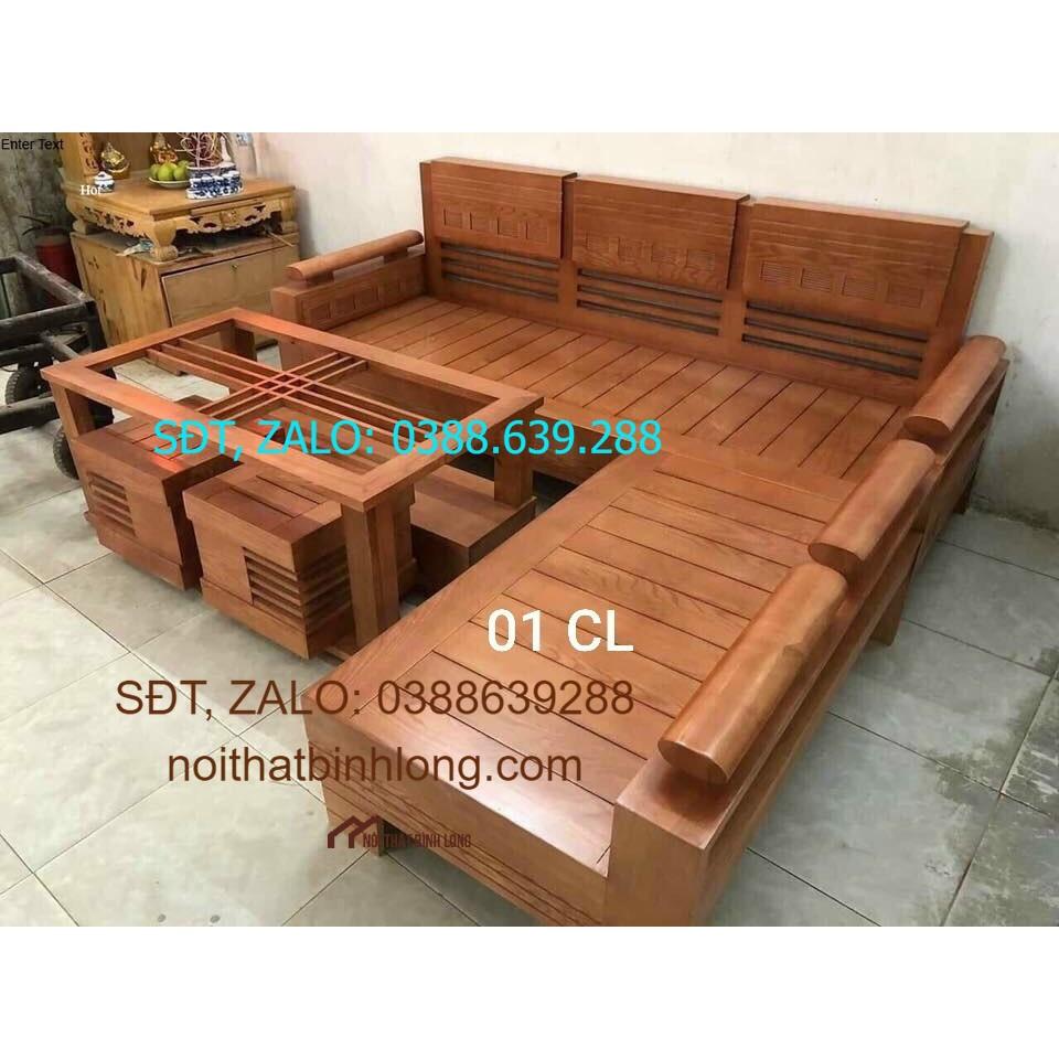 Bộ bàn ghế sofa phòng khách góc gỗ sồi Mỹ