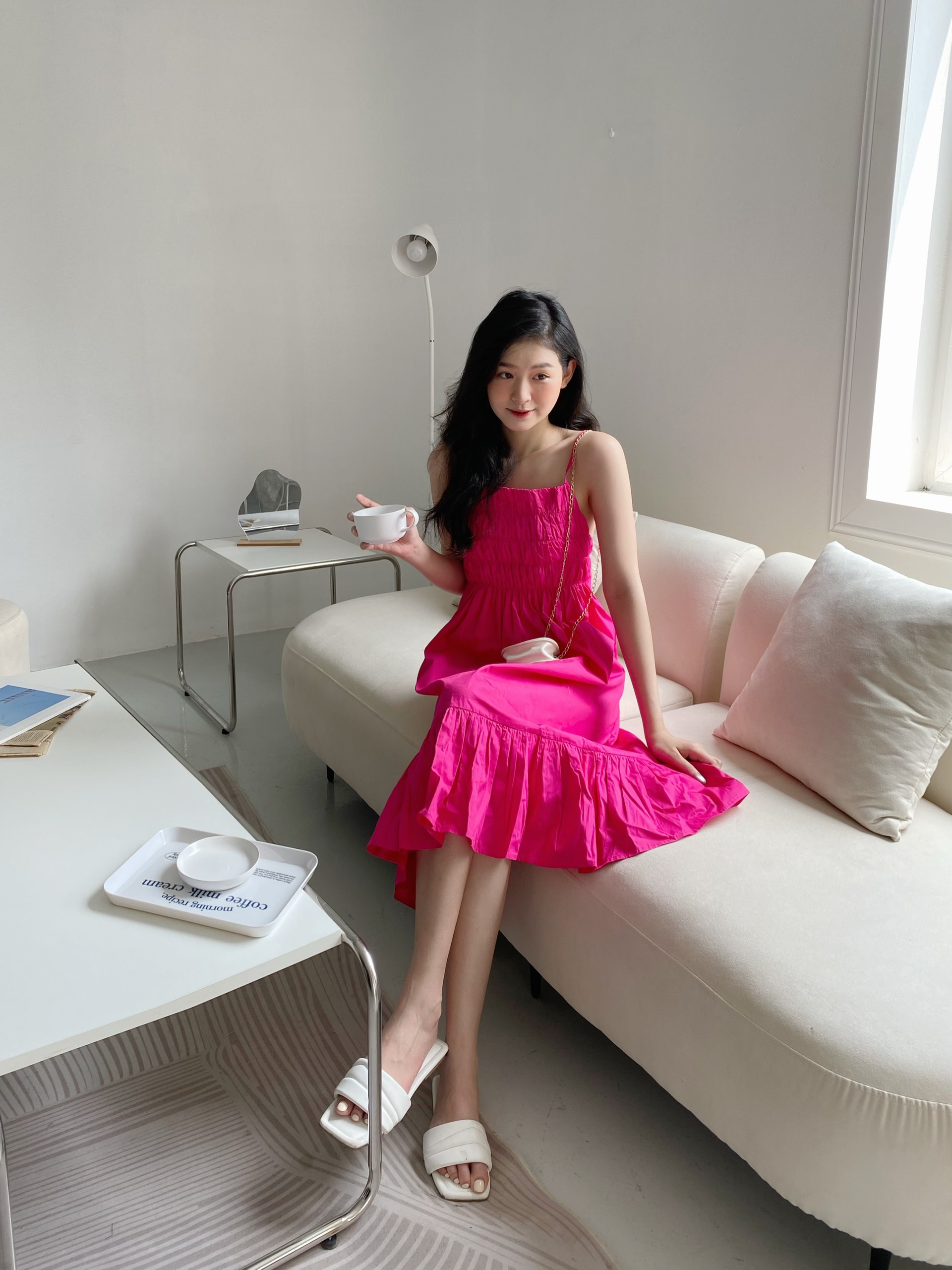YU CHERRY | Đầm Shirred Cotton Cami Dress YD157