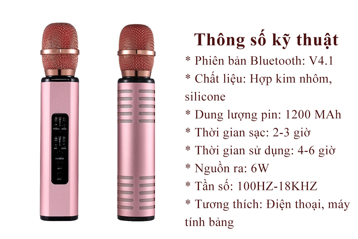 Micro Karaoke Bluetooth Cao cấp PKCB BM06 Âm thanh sống động PF14